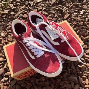 Vans Burgundy Suede Sneakers with White Trim
